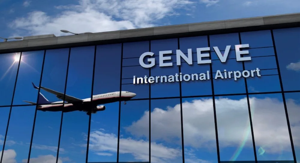 Façade vitrée de l'aéroport international de Genève